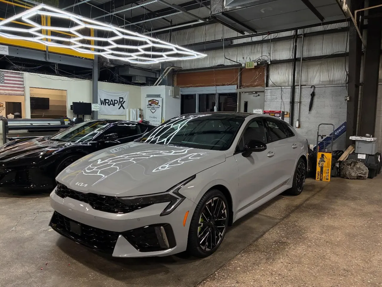 Gray Kia K5 freshly ceramic coated in the Maryland Clean Rides shop in Hanover, PA